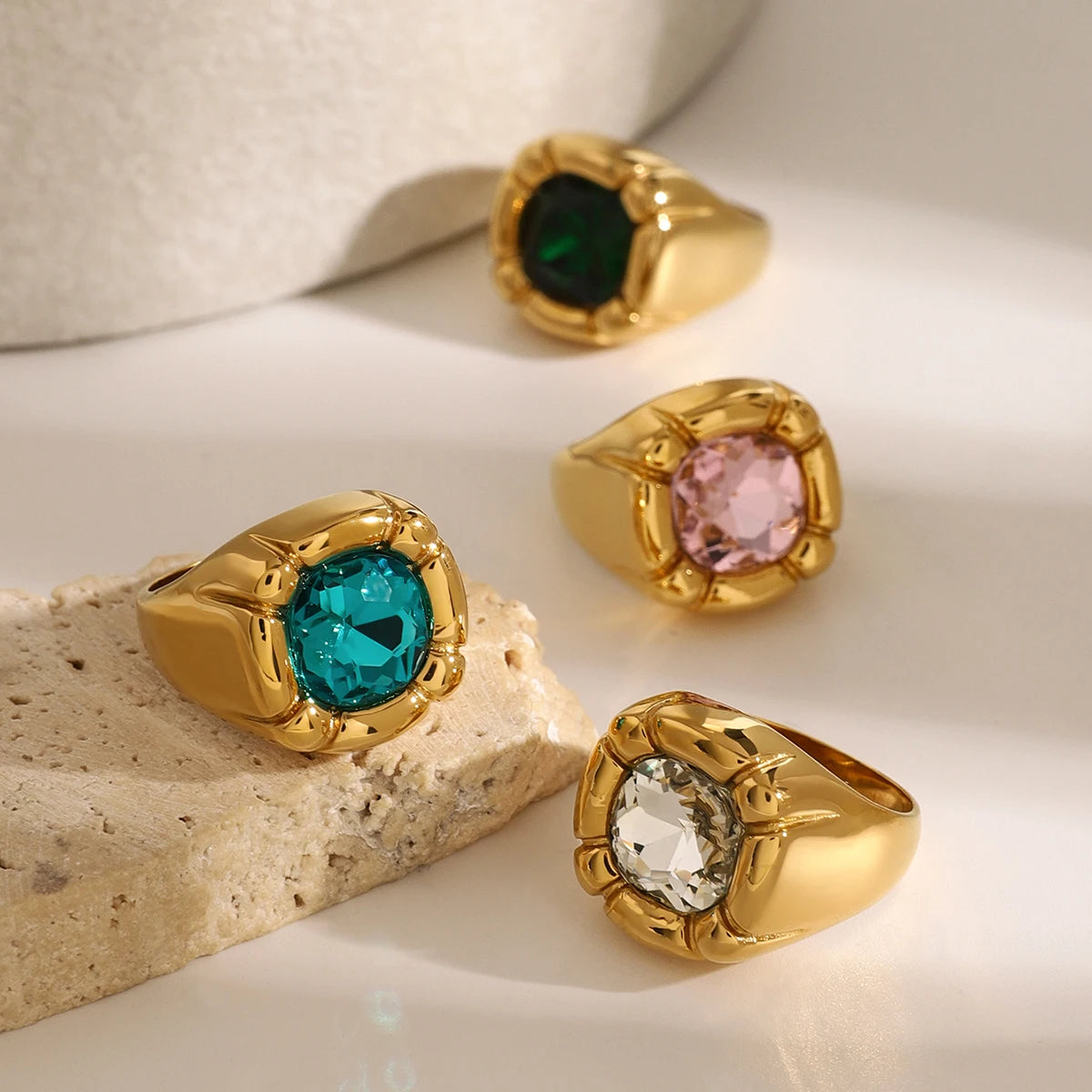 Anillo Halo Dorado 18k Oro
