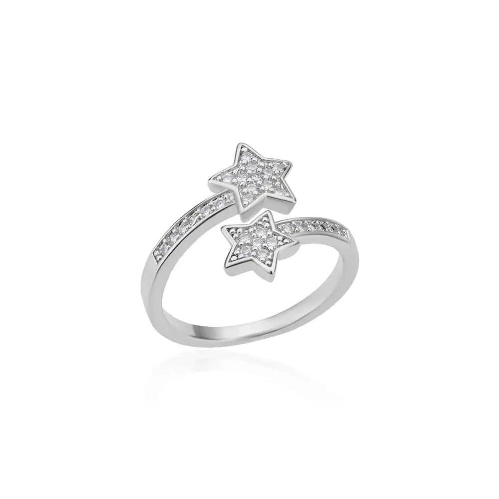 Stainless Steel Double Star Ring