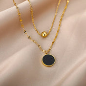 Murieh Double Necklace with Round Pendant