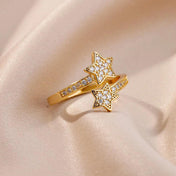 Stainless Steel Double Star Ring