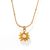 Pearl Sun Necklace with 18k Gold Pendant