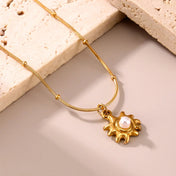 Pearl Sun Necklace with 18k Gold Pendant