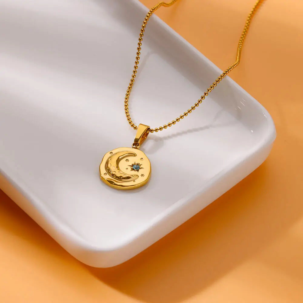 Necklace with Moon and Star Pendant