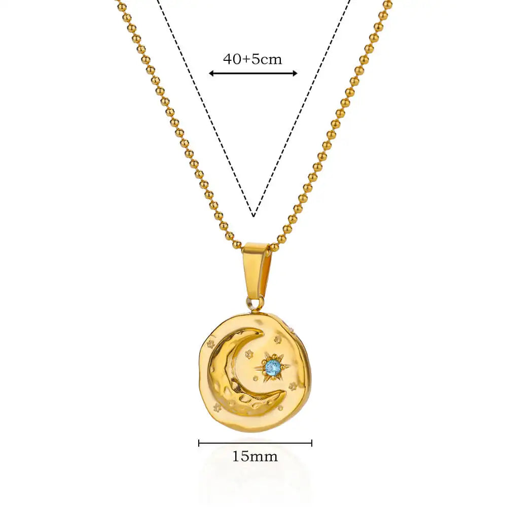 Necklace with Moon and Star Pendant