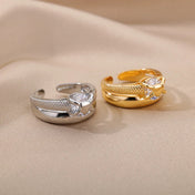 Anillo Doble Love con Circonita en Acero Inoxidable