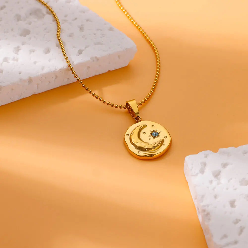 Necklace with Moon and Star Pendant