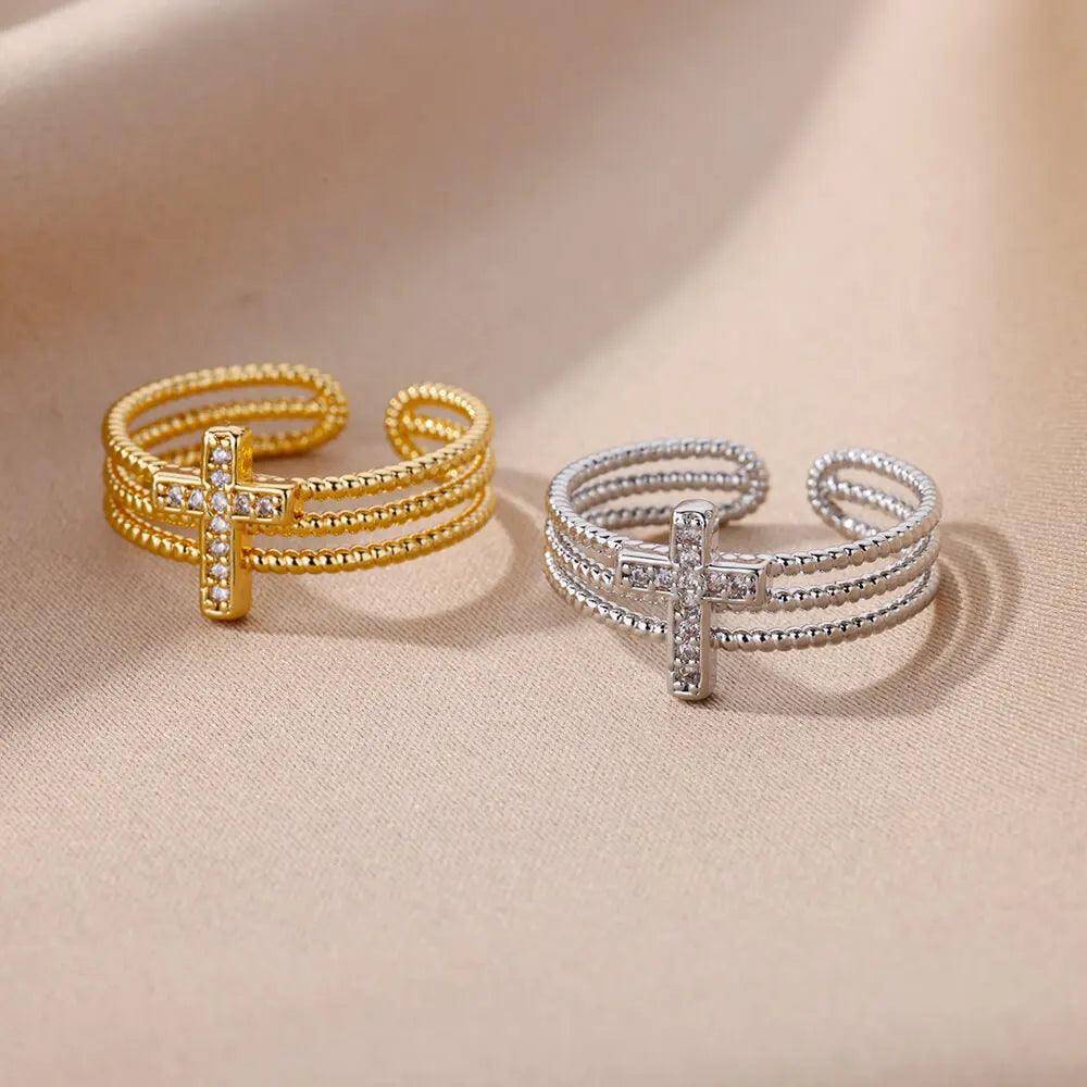 Stainless Steel Cross Ring