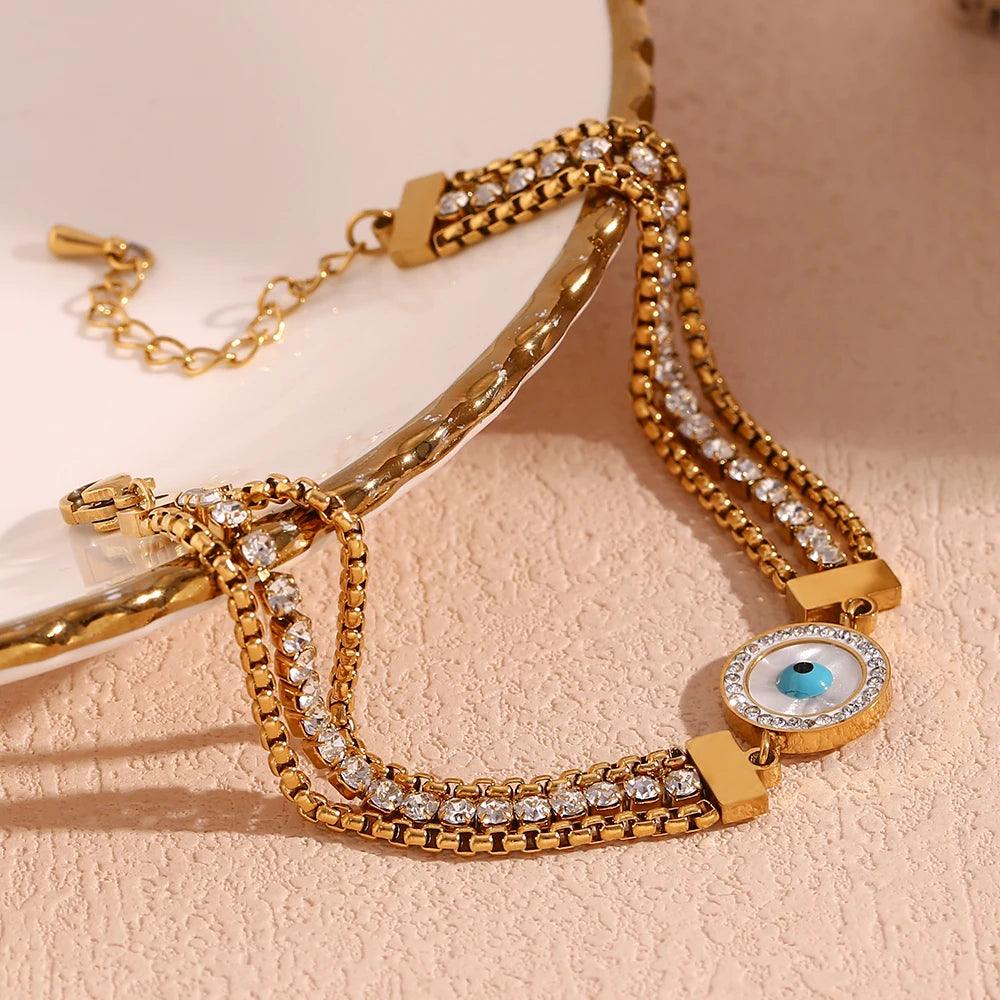 Pulsera Dorada para Mujer Ojo de Dios