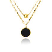 Murieh Double Necklace with Round Pendant