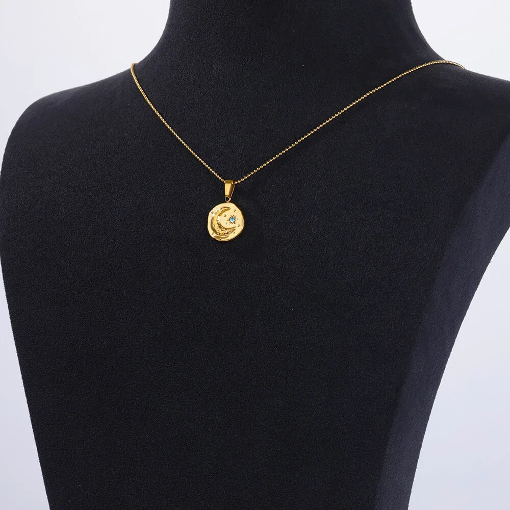 Necklace with Moon and Star Pendant