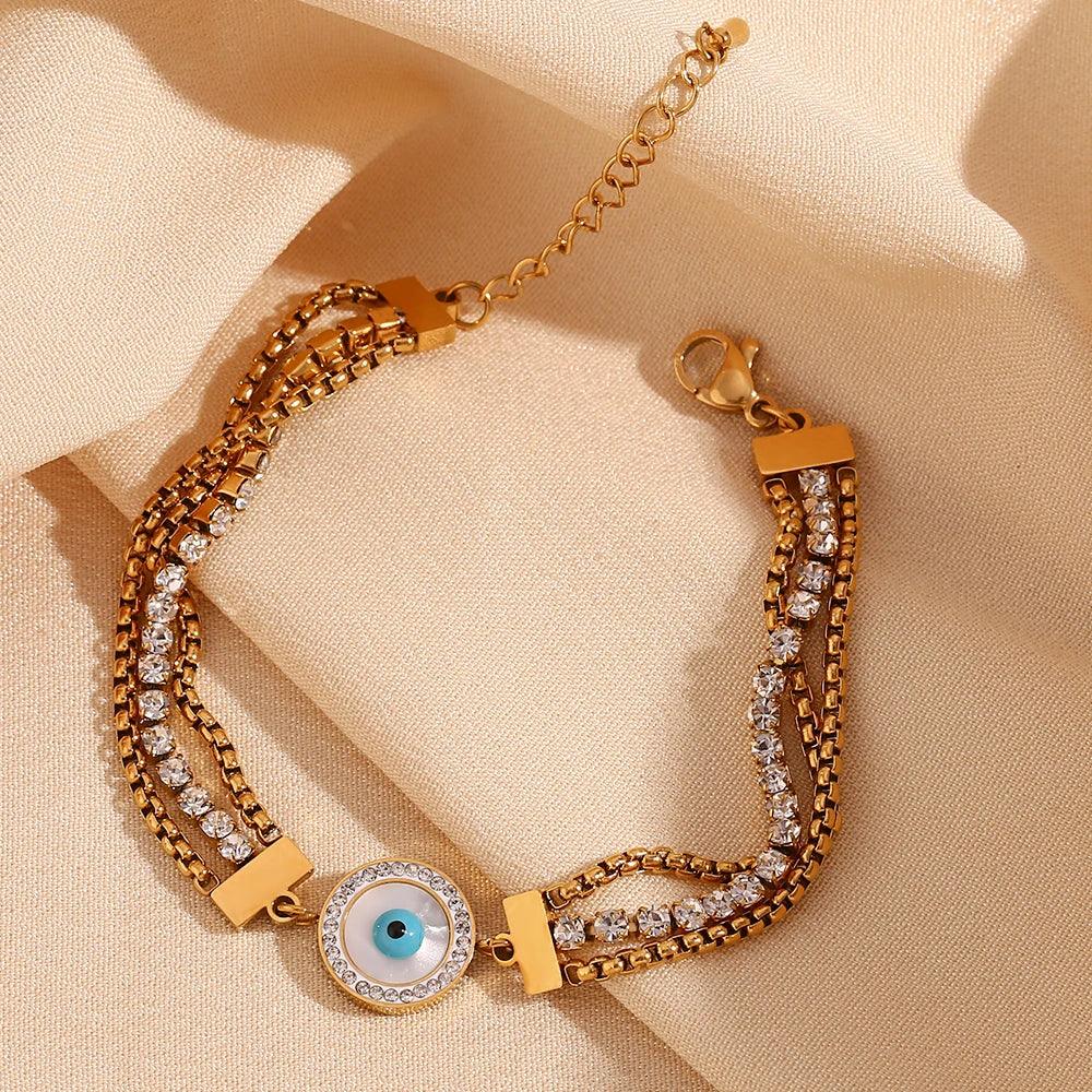 Pulsera Dorada para Mujer Ojo de Dios