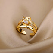 Anillo Doble Love con Circonita en Acero Inoxidable