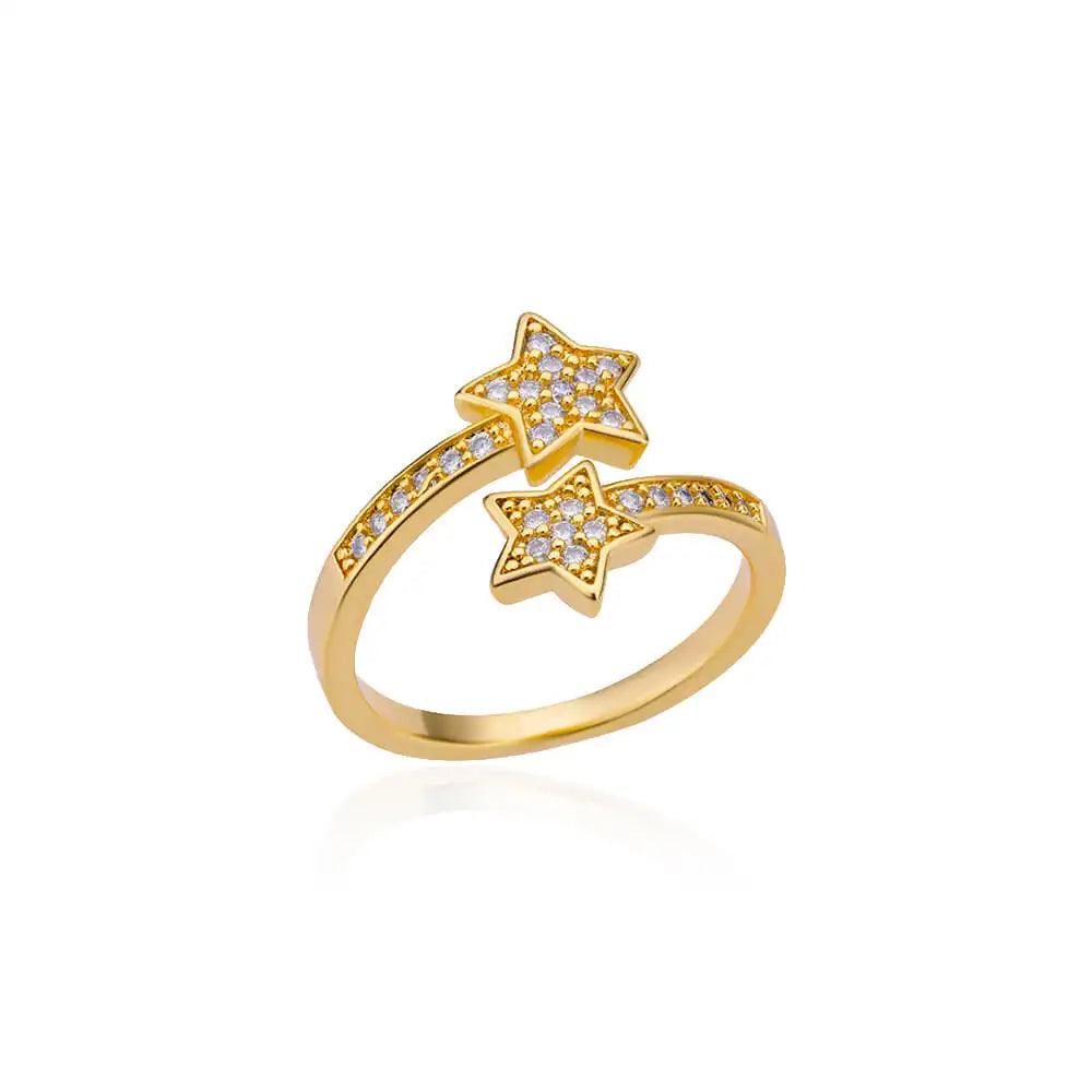 Stainless Steel Double Star Ring