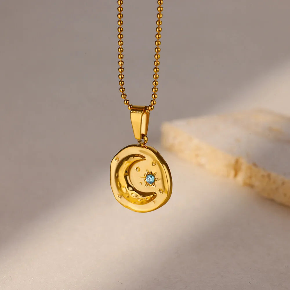 Necklace with Moon and Star Pendant