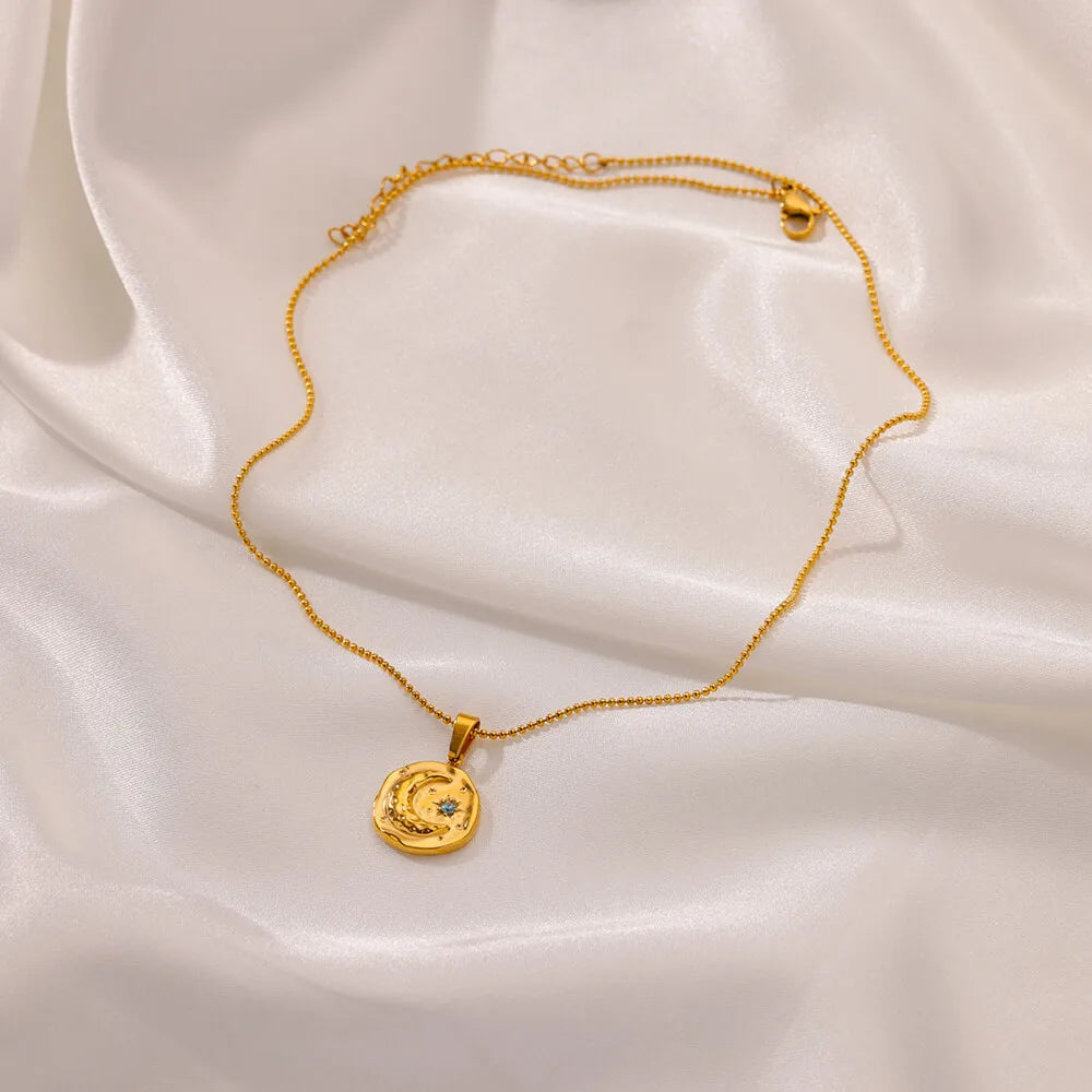 Necklace with Moon and Star Pendant