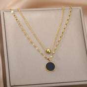 Murieh Double Necklace with Round Pendant