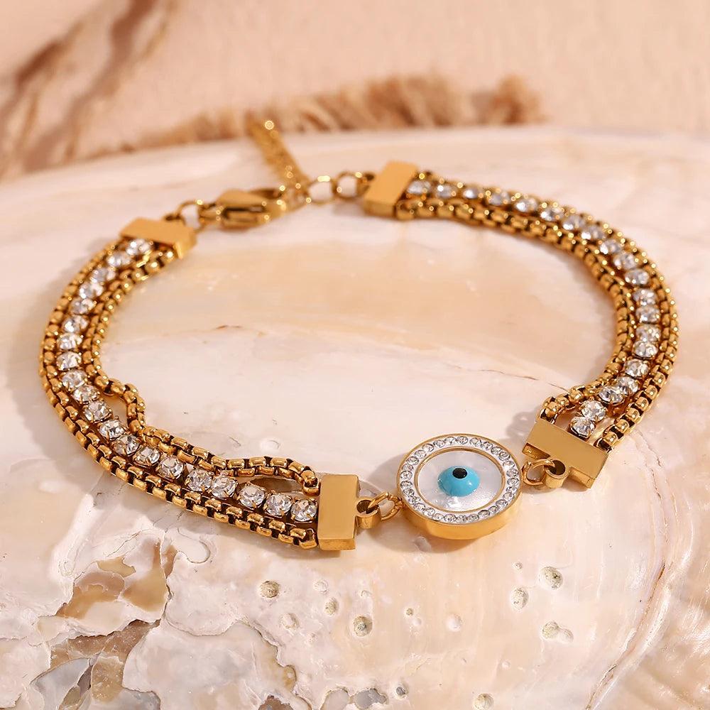Pulsera Dorada para Mujer Ojo de Dios