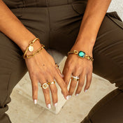 Triple Roman Numeral Hoop Ring 18K Gold Plated