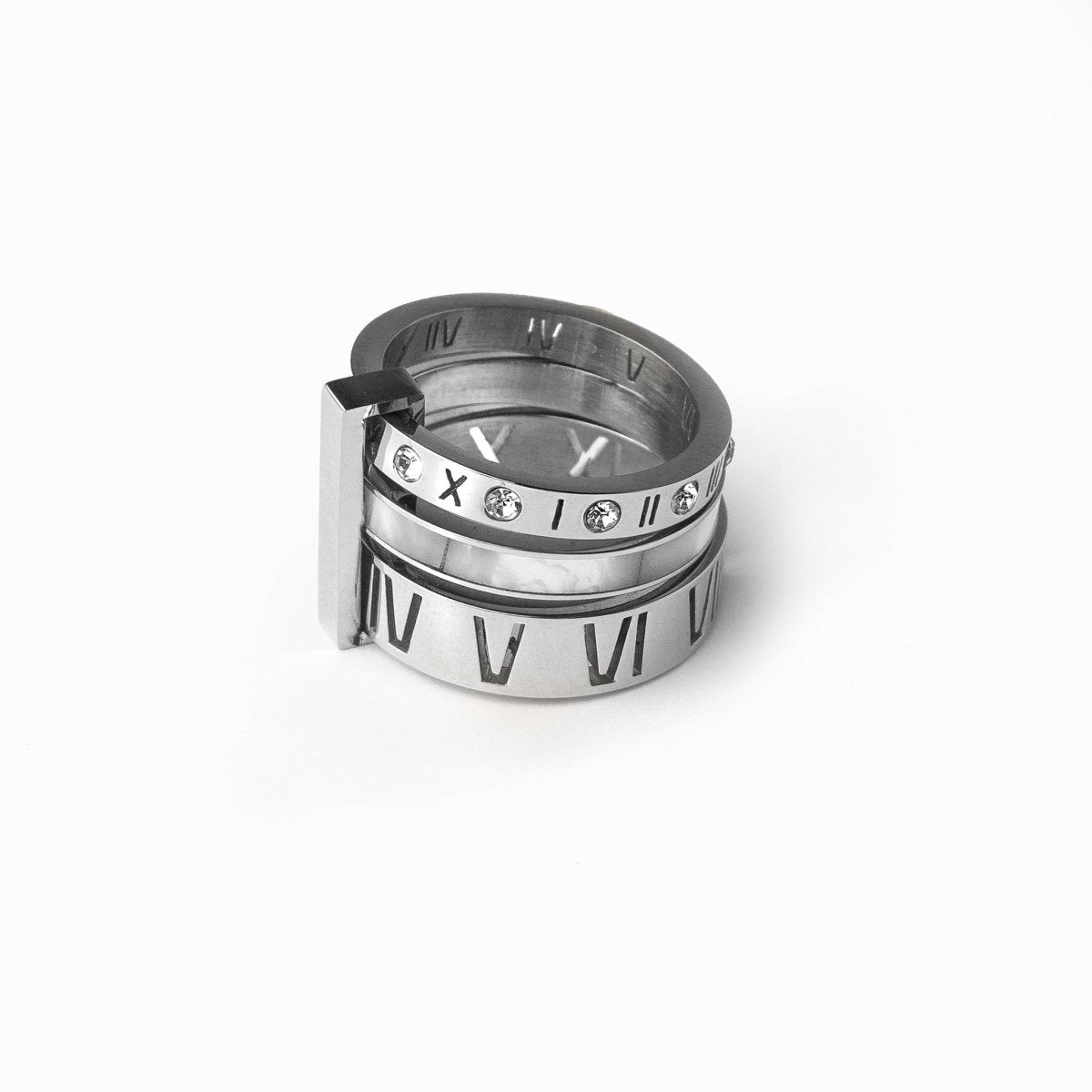 Triple Roman Numeral Hoop Ring 18K Gold Plated