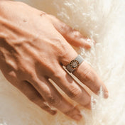 18K Gold Plated Mesh Roman Ring
