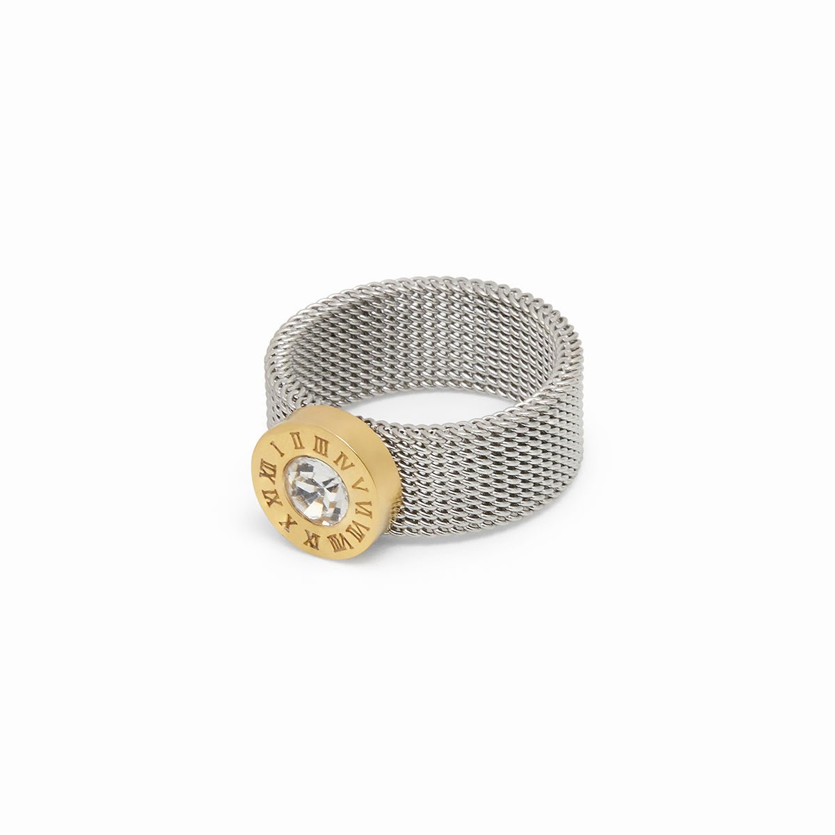 18K Gold Plated Mesh Roman Ring