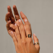 Adjustable Green Clover Ring in 18K Gold Plated