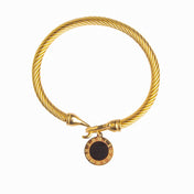 18K Gold Plated Onyx Pendant Bracelet