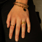18K Gold Plated Onyx Pendant Bracelet