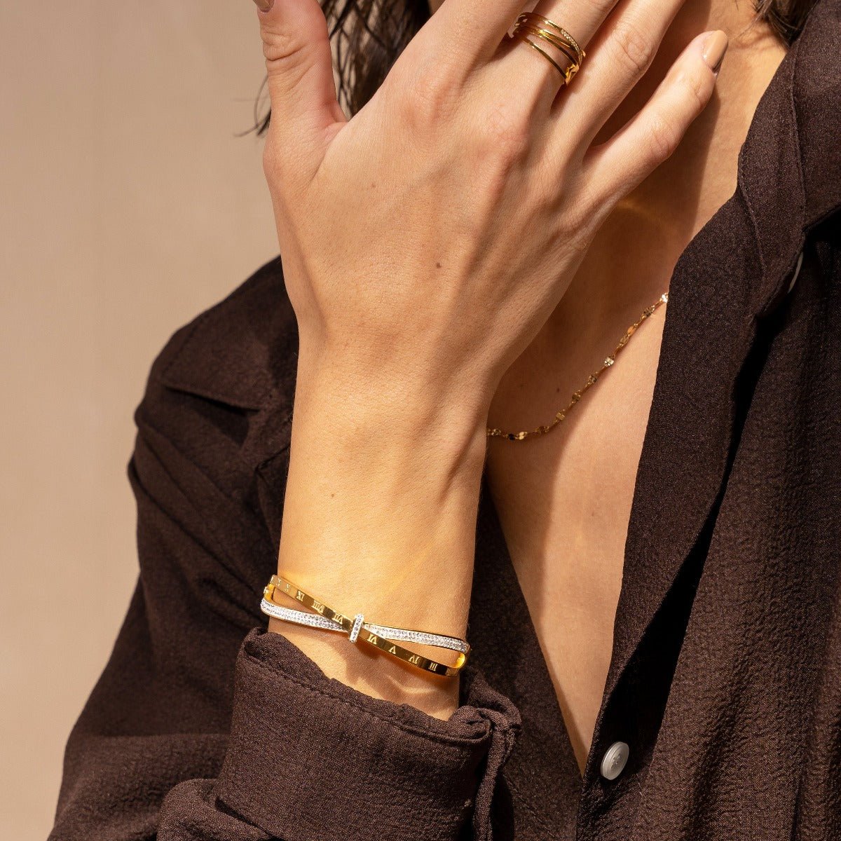 Roman Bracelet with Zirconia 18K Gold Plated