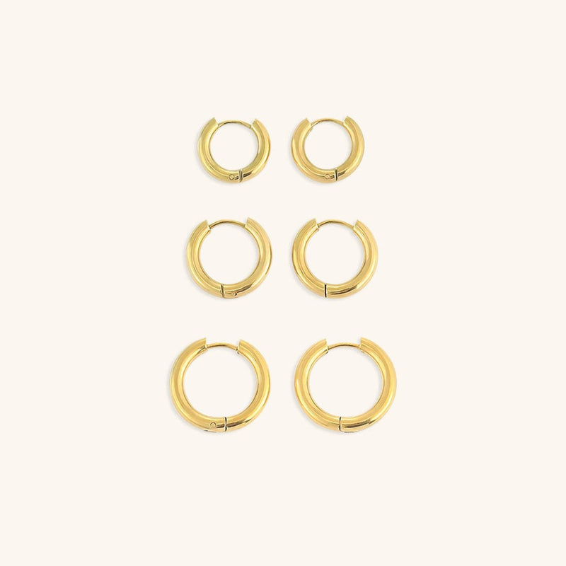 18K Gold Plated Hoop Trio Earrings – Versatility and Elegance in Every Detail