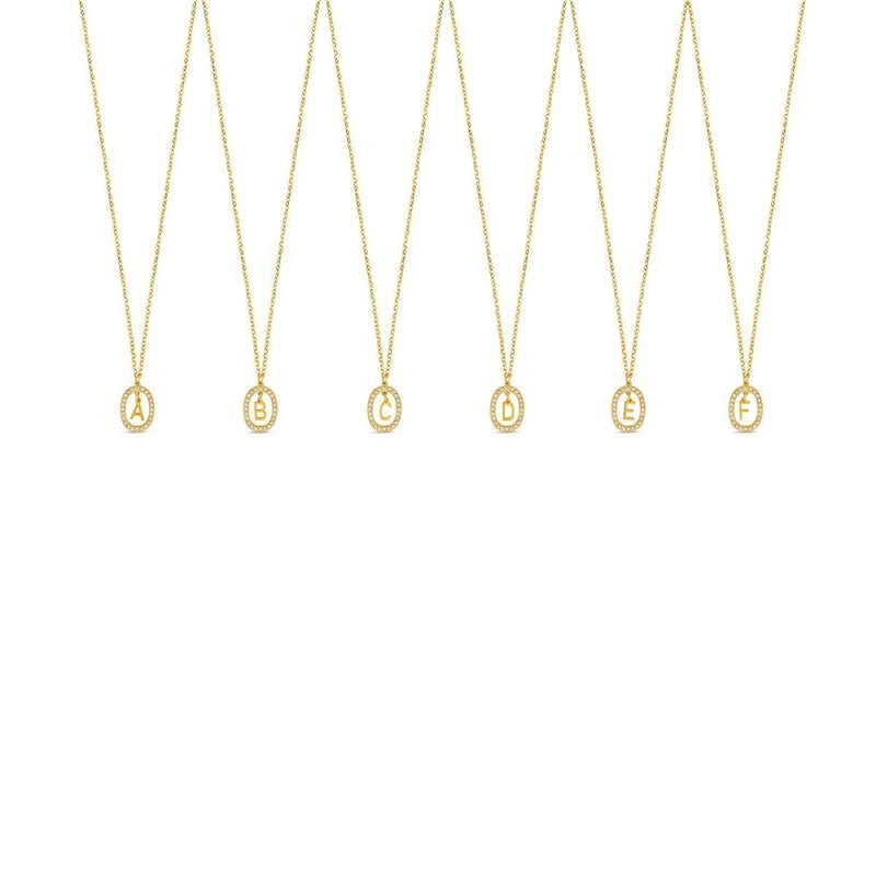 18K Gold Plated Prism Initial Letter Pendant