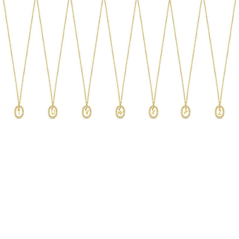 18K Gold Plated Prism Initial Letter Pendant