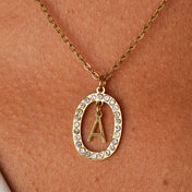 18K Gold Plated Prism Initial Letter Pendant