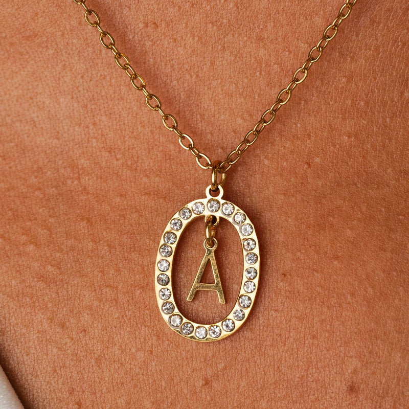 18K Gold Plated Prism Initial Letter Pendant