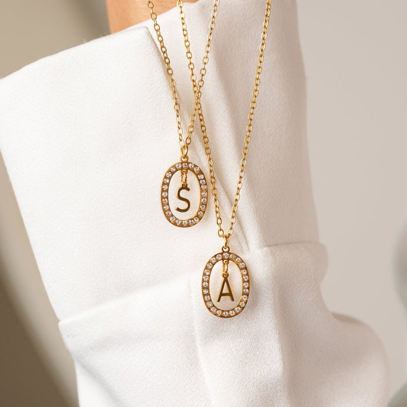 18K Gold Plated Prism Initial Letter Pendant
