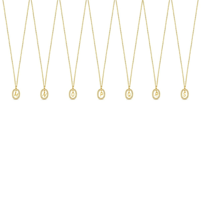 18K Gold Plated Prism Initial Letter Pendant