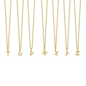 18K Gold Plated Stone Initial Letter Pendant
