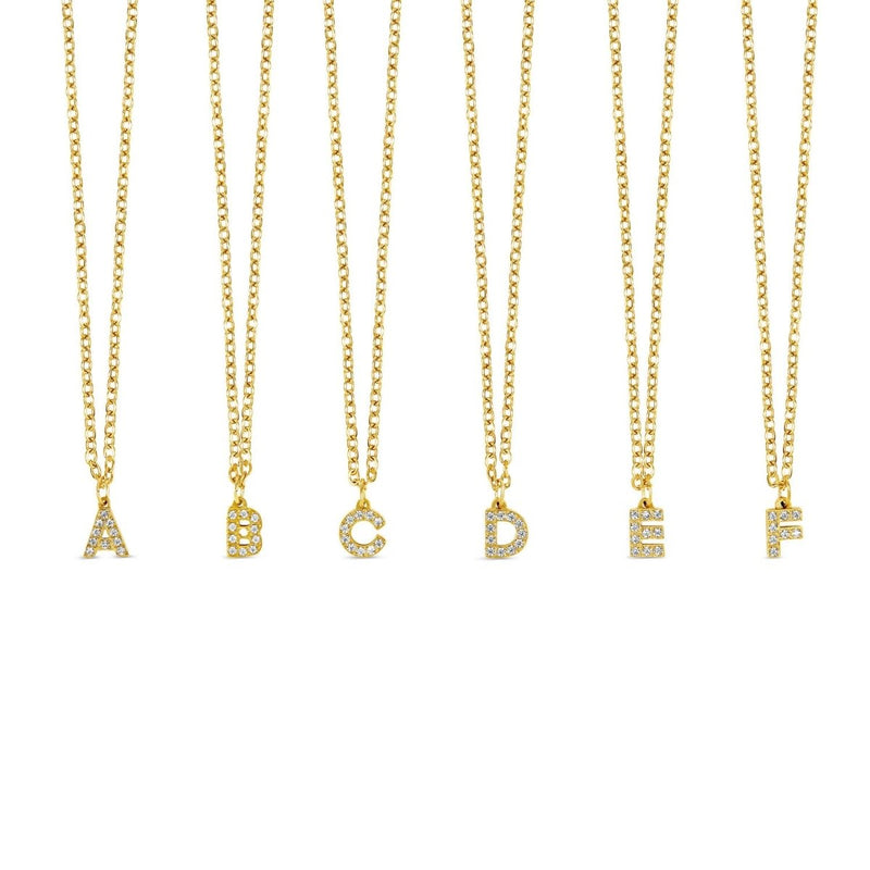 18K Gold Plated Stone Initial Letter Pendant