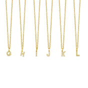 18K Gold Plated Stone Initial Letter Pendant
