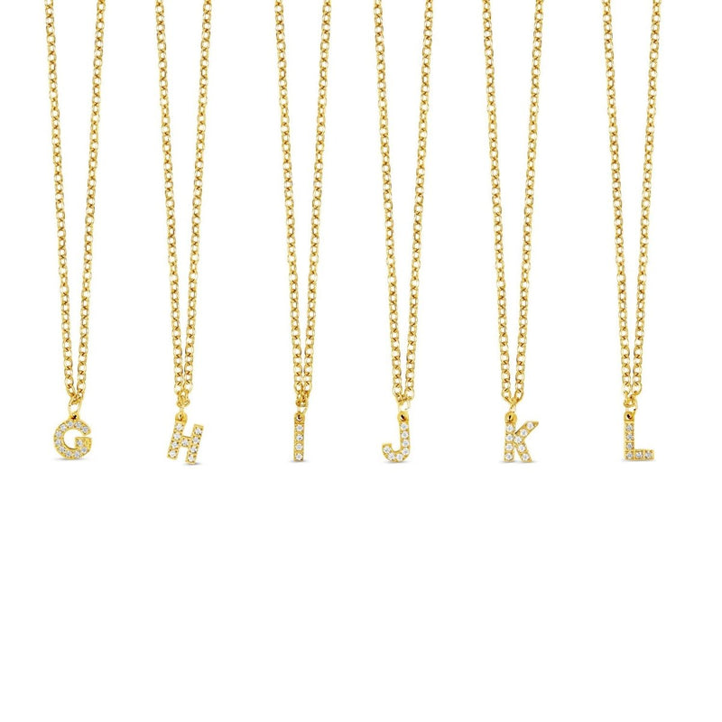 18K Gold Plated Stone Initial Letter Pendant