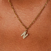 18K Gold Plated Stone Initial Letter Pendant