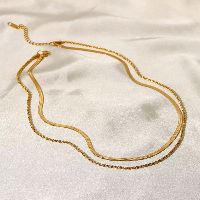 Melina Mix Necklace – Layered Shine and Style, 18K Gold Plated